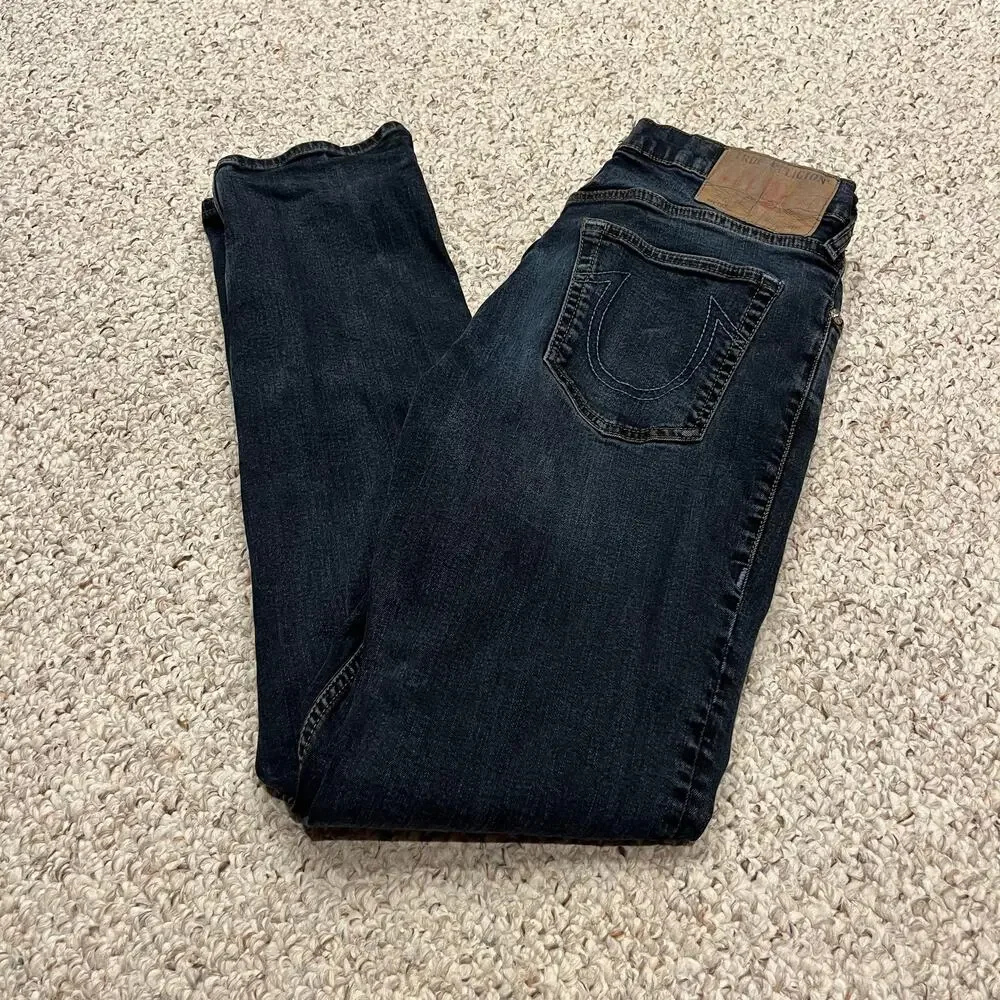 True Religion Geno Relaxed Slim Jeans 31 Dark Wash Normcore Casual Y2K Denim